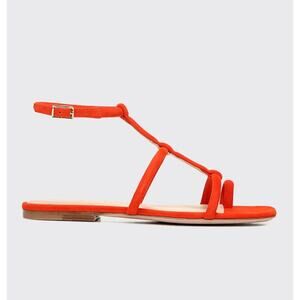 Veronica Beard Women’s 9.5 Orange Mayuri Suede Leather T-Strap Flat Sandals